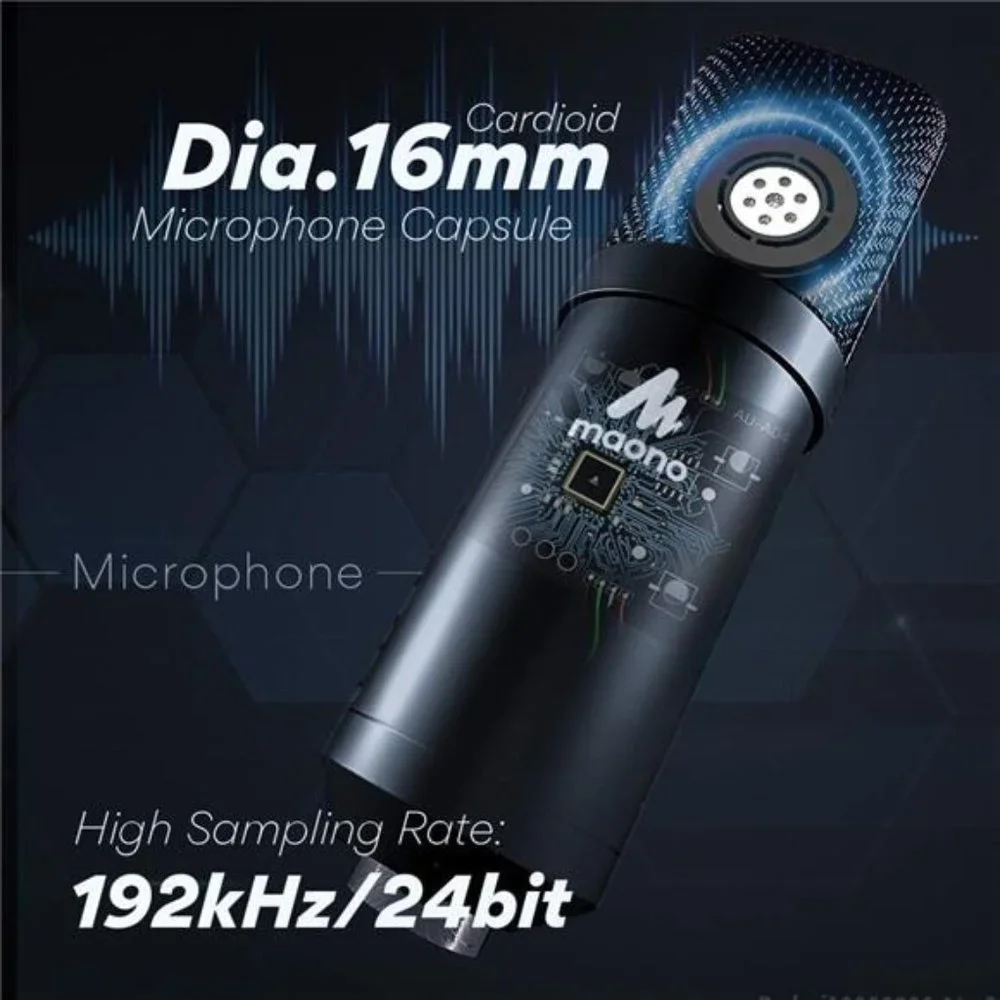 Microphone with Studio HeadphoneSet 192kHz/24bit VocalCondenser Cardioid Podcast